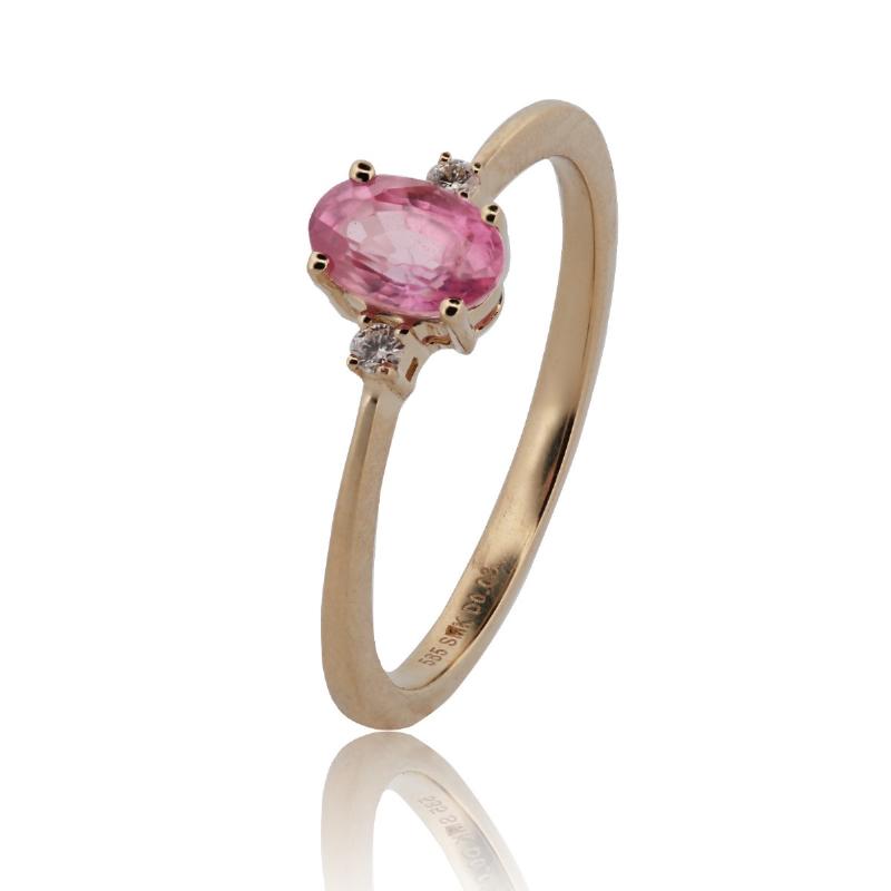 14 Karat Guld Ring Fra Henrik ørsnes Design Med Pink Safir Og Brillanter 003 Carat Wsi