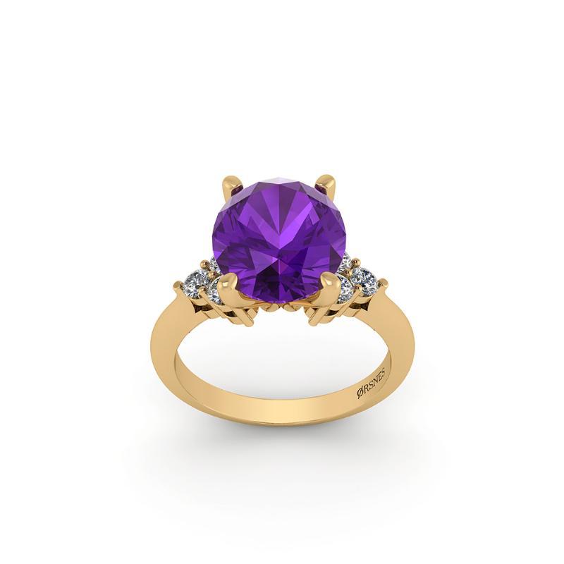14 Karat Guld Ring Fra Henrik ørsnes Design Med Ametyst Og Diamanter 030 Carat Wsi