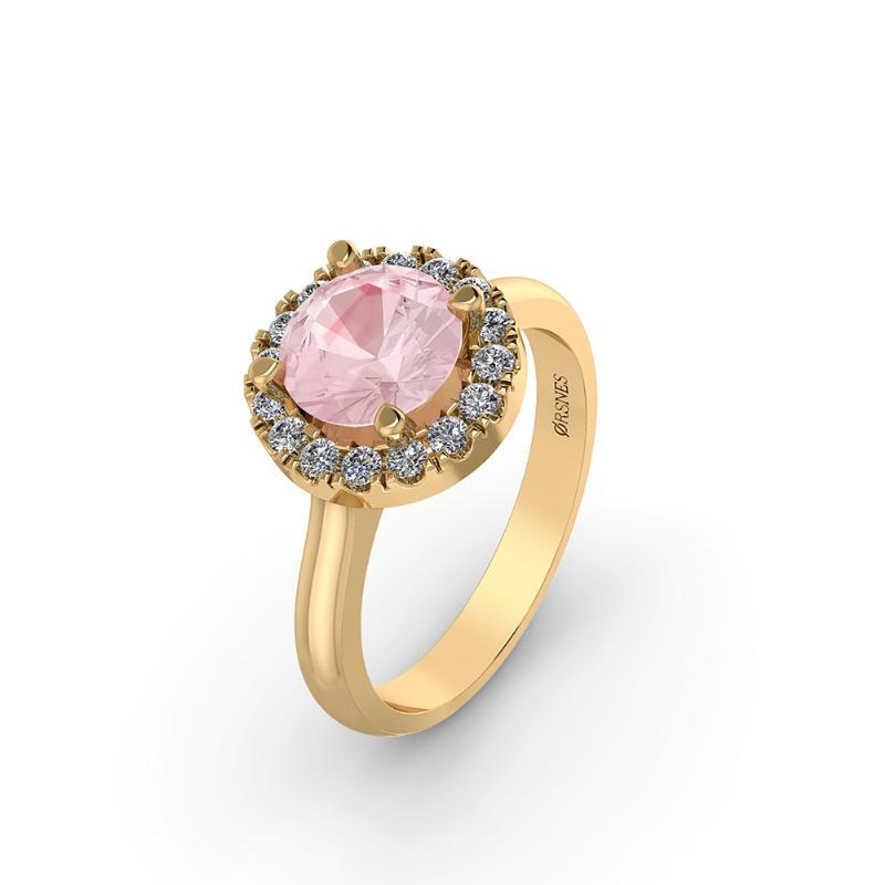 14 Karat Guld Ring Fra Henrik ørsnes Design Med Pink Morganit Og Brillanter 024 Carat Wsi