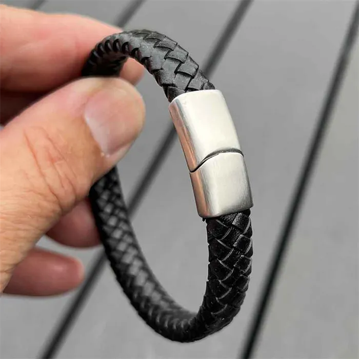 Mini Major Armbånd Fiberlæder Med Mat Stållås